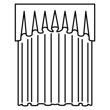 Pencere için kalın bir perde. Kumaşlı ve katlı kumaştan yapılmış bir kapı. Vektör simgesi, özet, izole edilmiş, 48x48 piksel.