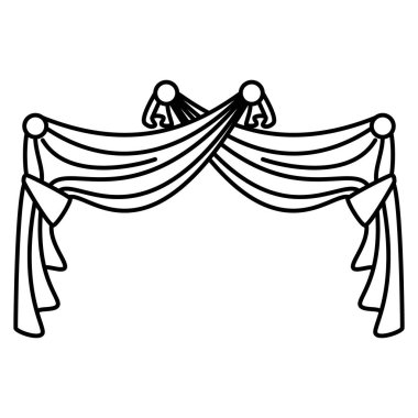 Modern tasarımlı moda perdeler. Modern bir perde için kumaş örtüsü. Vektör simgesi, özet, izole edilmiş, 48x48 piksel.