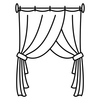 Dekoratif pencere perdesi, iç dekorasyon. Vektör simgesi, özet, izole edilmiş, 48x48 piksel.