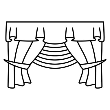 Tiyatro sahnesi için perde, kumaşlı podyum. Vektör simgesi, özet, izole edilmiş, 48x48 piksel.