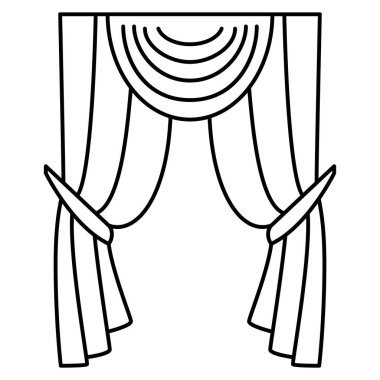 Pencere için bir perde, kumaşlı ve katlı bir kapı. Vektör simgesi, özet, izole edilmiş, 48x48 piksel.