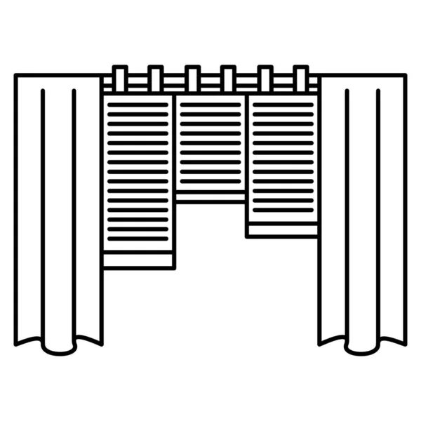 Fenstervorhang Aus Stoff Und Bambus Dekoration Der Fensteröffnung Vektor Symbol — Stockvektor