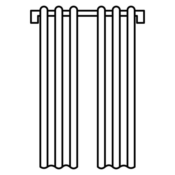 Стильный модный штор для окна, дверного проема. Значок вектора, контур, изолированный, 48x48 пикселей.