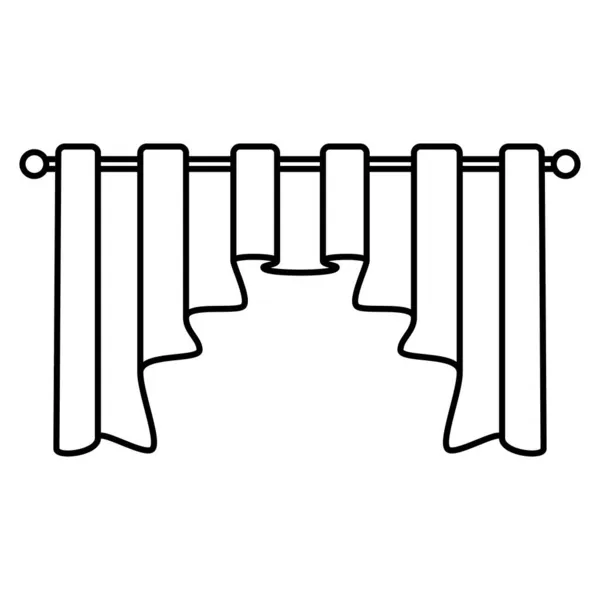 Modischer Vorhang Stilvolles Design Stoffvorhang Vektor Symbol Umriss Isoliert 48X48 — Stockvektor