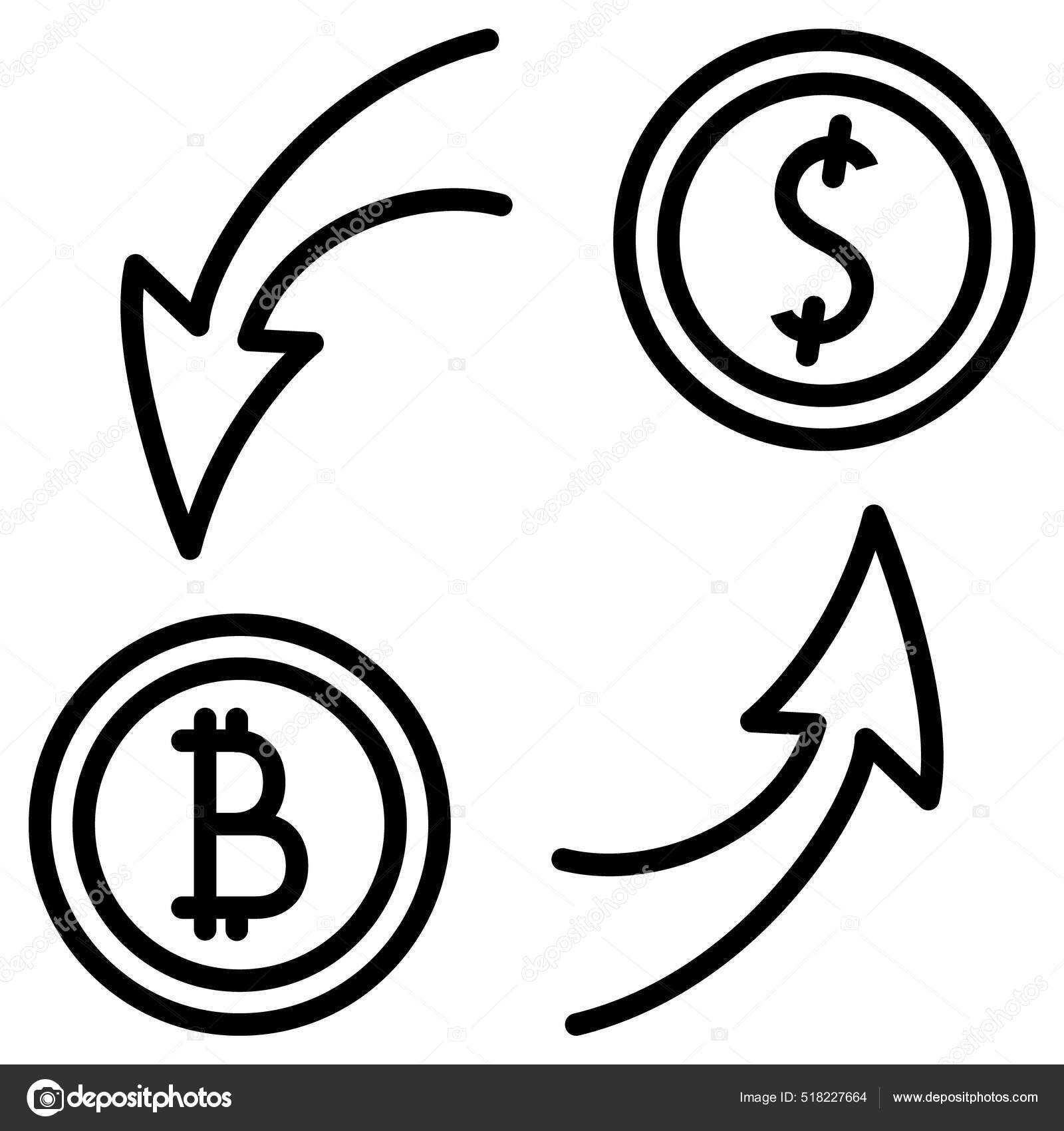 Exchange Bitcoin Dollar Interchangeability Cash Cryptocurrencies Icon  Vector Outline Isolated Stock Vector by ©Isuhi 518227664