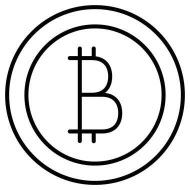 Bitcoin parası. Sanal para birimi, kripto para birimi, engelleme zinciri sembolü. Elektronik ödemeler. Simge, vektör, dış hat, izole edilmiş, 48 piksel.