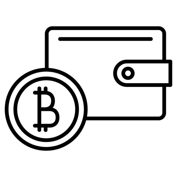 Płatność Kryptowaluta Wymiana Bitcoina Gotówkę Ikona Wektor Zarys Odizolowany Pikseli — Wektor stockowy