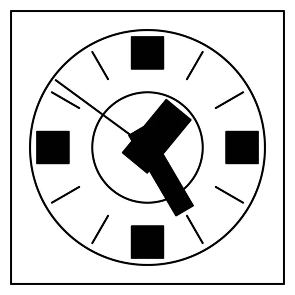 Clock Large Massive Hands Design Dial Vector Icon Outline Isolated — Stock Vector