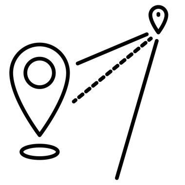 Dur işaretli bir otoyol. Yolculuğun mesafesi. Vektör simgesi, özet, izole edilmiş.