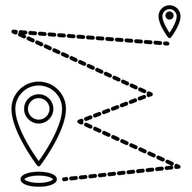 Yolculuk güzergahı. Durmak için haritada bir yer. Vektör simgesi, özet, izole edilmiş.