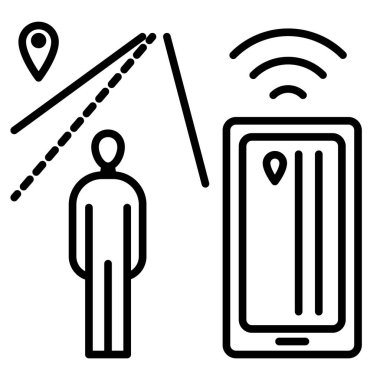 Akıllı telefon ekranındaki rota seçimi. Wi-Fi 'lı seyir subayı. Varış noktası için haritada bir yer. Vektör simgesi, özet, izole edilmiş.