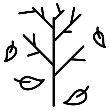 Yapraklar sonbaharda ağaçtan düşer. Sonbahar yaprakları dökülüyor. Vektör simgesi, özet, izole edilmiş.