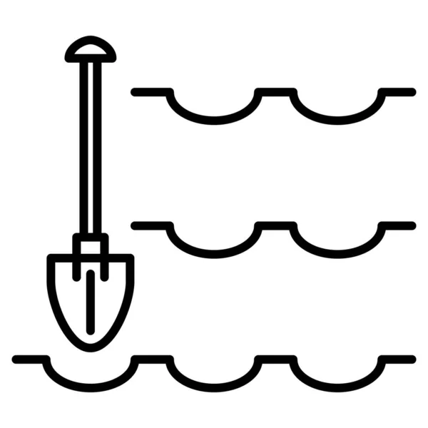 Ręczne Kopanie Ziemi Łopatą Przygotowanie Siewu Ikona Wektora Zarys Izolacja — Wektor stockowy