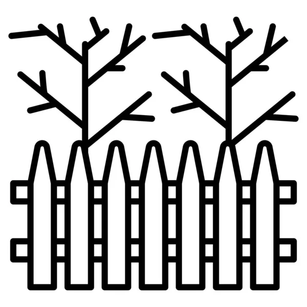 Clôture Propriété Privée Jardin Hiver Derrière Clôture Arbres Sans Feuilles — Image vectorielle