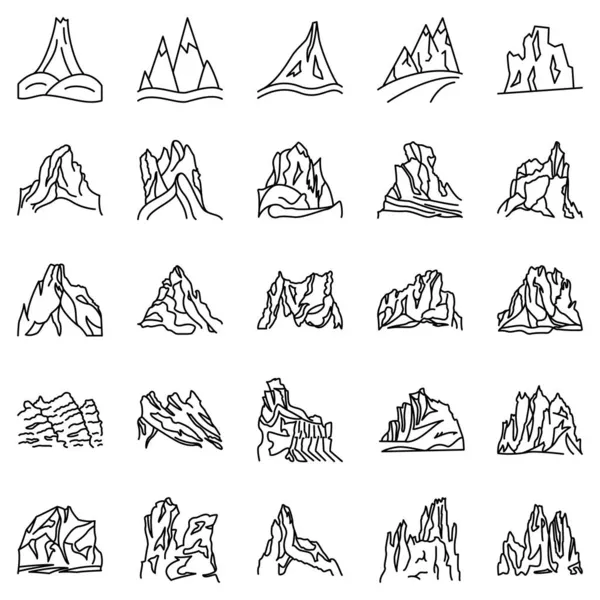 Mountains Hills Mountain Ranges Peaks Set Vector Icons Offline Isolated Royalty Free Stock Vectors