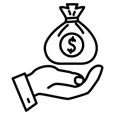 Nakit deposu. Depozitonun güvenilirliği ve güvenliği. Nakit ödeme ve kabul. Rüşvet, gri maaş. Büyük kar, iyi anlaşma. Vektör simgesi, özet, izole edilmiş.