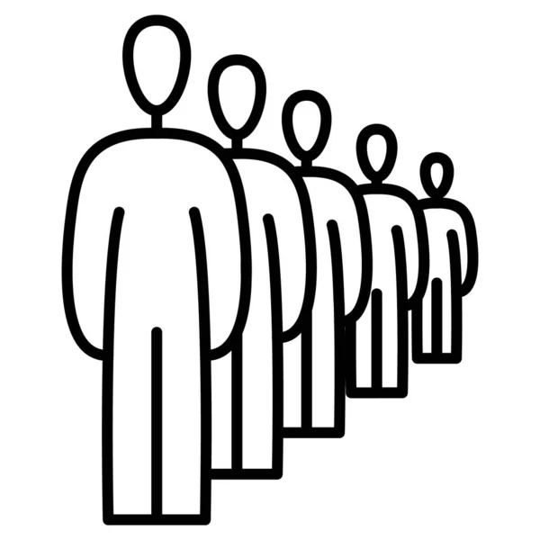 Queue Crowd People Group Demonstrators Lot People Together Vector Icon — Stock Vector