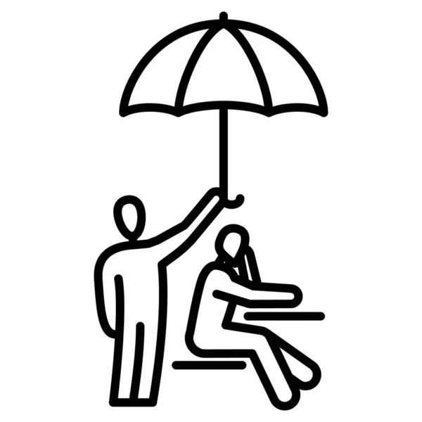 Une Personne Tient Parapluie Dessus Une Autre Prendre Soin Des — Image vectorielle