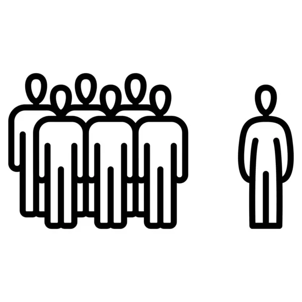 Kalabalığa karşı. Diğerlerinden farklılık ve tecrit. Kendi görüşüm. Toplumdan sürülmüş. Vektör simgesi, özet, izole edilmiş.