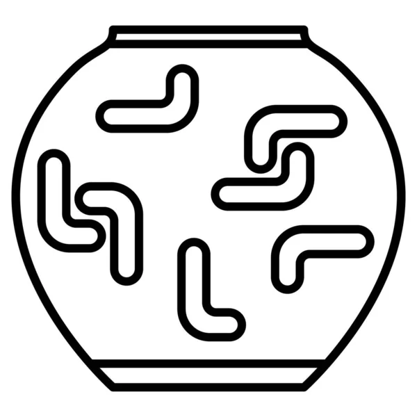Runde Keramikvase Tonamphore Urne Innendekoration Stilvolles Design Vektor Symbol Umriss — Stockvektor