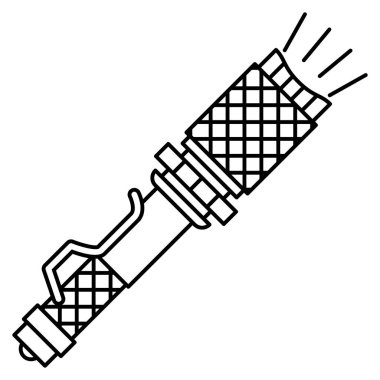 Sapında özel oyuklar olan bir el feneri. Gece lambası için el feneri yok. Karanlıkta arama yapmak için özerk bir cihaz. Vektör simgesi, özet, izole edilmiş