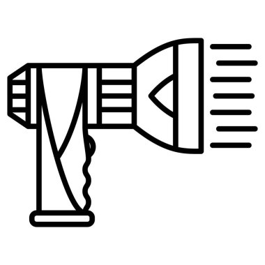 El feneri özel tasarımı, döner başlı. Gece araması için kullanışlı bir el feneri. Vektör simgesi, özet, izole edilmiş