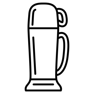 Sıcak ya da soğuk yiyecek ve içecek için termos. Üstte bir kupa. Turistler ve gezginler için taşınabilir termos. Yolculuk boyunca yemek. Vektör simgesi, özet, izole edilmiş