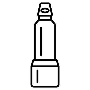 Altında cam olan termos, orijinal tasarım. Sıcak ve soğuk yiyecek ve içecek için termal kaplar. Turist, atlet ve gezgin için. Vektör simgesi, özet, izole edilmiş