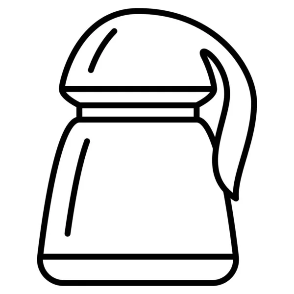 熱くて冷たい食べ物や飲み物を保存するためのオリジナルのデザインの魔法瓶 キャンプ ハイキング 外での旅行のための大きなマグカップ付きの熱容器 ベクトルアイコン アウトライン — ストックベクタ