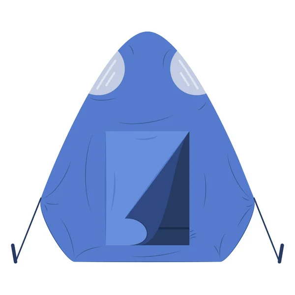 2つのラウンドウィンドウでテントをキャンプ 睡眠とリラックスのための防水ブルーターパリンテント スポーツ 観光旅行 ベクトルアイコン フラット — ストックベクタ