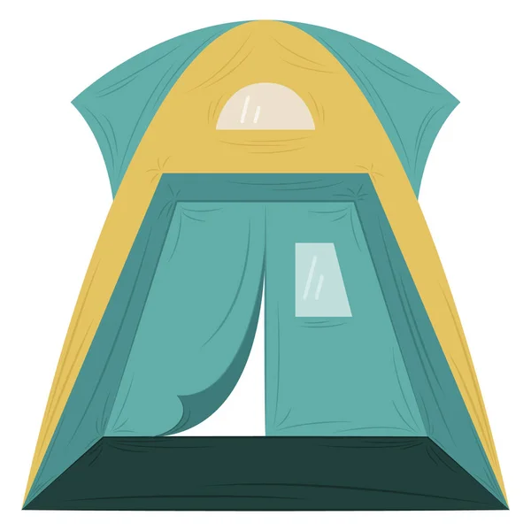 キャンプ 停止し 観光客 旅行者の残りの部分のための高い屋外テント オリジナルのデザイン ターコイズ 窓付きタルパリンテント ベクトルアイコン フラット — ストックベクタ