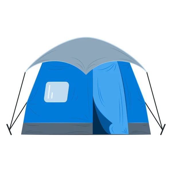 雨や雪から保護する観光テント キャンプ ハイキング 外への旅行のためのTarpalin青と灰色のテント 休息と森の中で眠る ベクトルアイコン フラット — ストックベクタ
