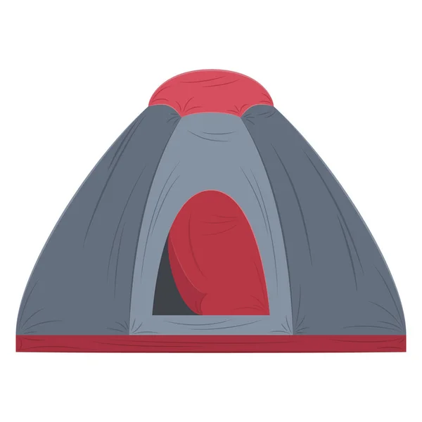 半円形の防水テントの残りの部分には 1泊分の睡眠 外での旅行 キャンプ ハイキング スポーツ グレー 赤のテント 風からの保護 ベクトルアイコン — ストックベクタ