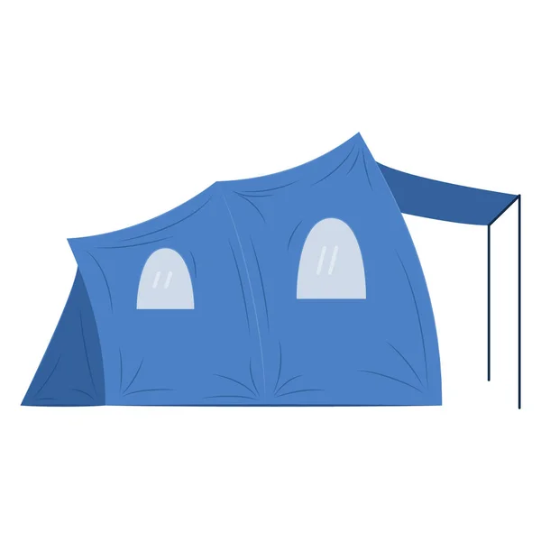キャンプ用保護ターパリンテント キャノピー アウトドア旅行 スポーツと青のテント 睡眠のための避難所 リラックス ベクトルアイコン フラット — ストックベクタ