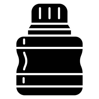 Yiyecek ve içeceklerin sıcaklığını depolamak için geniş kapaklı termos. Dışarıda yemek için geniş bir termos. Vektör simgesi, kabartma, izole edilmiş