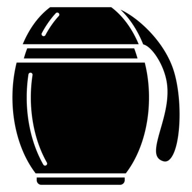 Geniş küresel termosun şık tasarımı. Yan saplı termos ve yiyecek sıcaklığını depolamak için geniş boyun. Vektör simgesi, kabartma, izole edilmiş