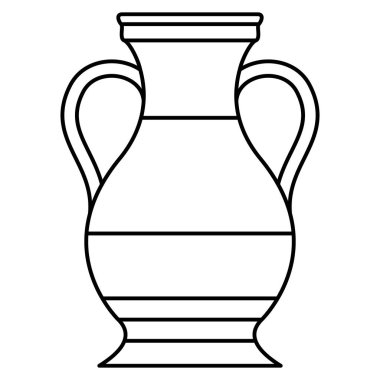 İki saplı seramik amfora. Kil vazo, vazo. İç dekorasyon. Vektör simgesi, özet, izole edilmiş