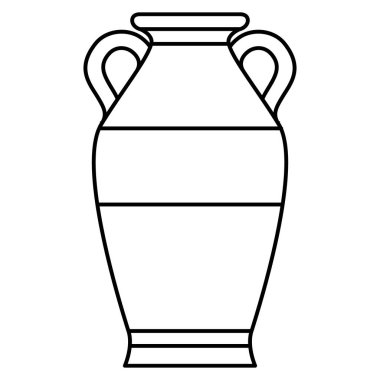 İki yuvarlak saplı yüksek seramik vazo. Clay Amforo, vazo. Vektör simgesi, özet, izole edilmiş