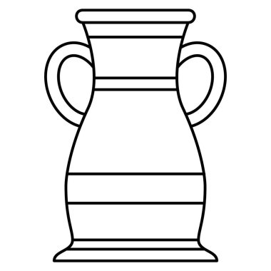 Balçıktan yapılmış geniş bir vazo. İki sapı olan antik bir Yunan amforası. Seramik vazo. İç mekanın bir parçası. Vektör simgesi, özet, izole edilmiş