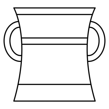 İki yarı dairesel saplı seramik vazo. Clay Amphora, modaya uygun bir iç tasarımı olan eşsiz bir vazo. Vektör simgesi, özet, izole edilmiş