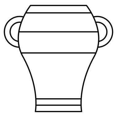 Seramik vazo, yarı dairesel saplı vazo. Çömlek, amforo. Vektör simgesi, özet, izole edilmiş