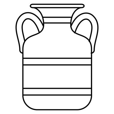 Kenarında iki tutacağı olan geniş silindirik bir amforo. Seramik vazo, vazo. İçeriden bir parça. Vektör simgesi, özet, izole edilmiş