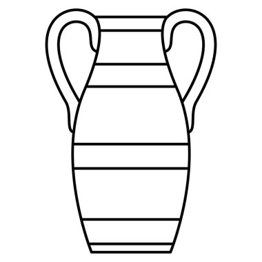 Büyük bir vazo, geniş bir vazo. Çizgili seramik amforo. İç mekan için bir parça. Vektör simgesi, özet, izole edilmiş