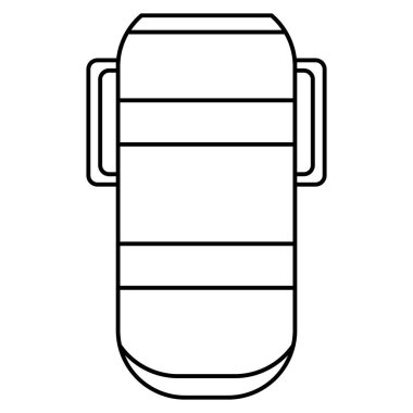 Yarı dairesel tabanlı silindirik vazo ve yanında dikdörtgen saplar. Seramik amforo, kil vazo. Vektör simgesi, özet, izole edilmiş