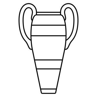 Taşımak için iki yan sapı olan geniş seramik amfora. Vazo, vazo ve klasik bir tasarım. Vektör simgesi, özet, izole edilmiş