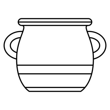 Yuvarlak amfora, geniş bir boyun ve iki yan saplı. Seramik vazo, vazo. Vektör simgesi, özet, izole edilmiş