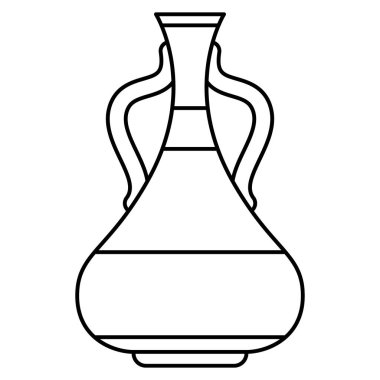 Dar bir boynu ve geniş bir poposu olan bir amforo. İki kollu seramik vazo. Vektör simgesi, özet, izole edilmiş