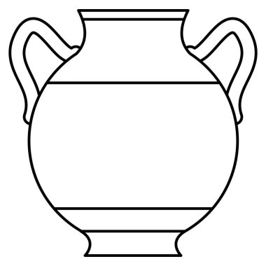 Geniş bir boynu ve küresel şekli olan büyük bir amfora. İki saplı seramik vazo. Çamurdan yapılmış bir vazo. Vektör simgesi, özet, izole edilmiş