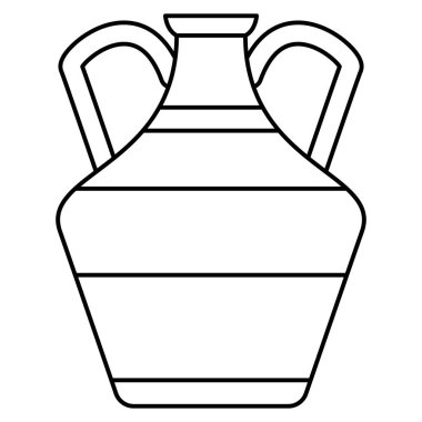 Eşsiz bir tasarımı olan ferah bir amforo. Yanında iki tutacağı olan seramik vazo. Vektör simgesi, özet, izole edilmiş