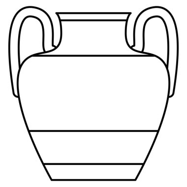 İki saplı Yunan amforası. Antika tarzında seramik vazo. Basit bir tasarımı olan kil bir vazo. Vektör simgesi, özet, izole edilmiş